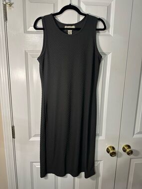 Norton McNaughton Charcoal Ribbed Sleeveless Midi Dress